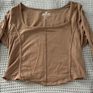 Hollister Women's Brown Long Sleeve Crop Top